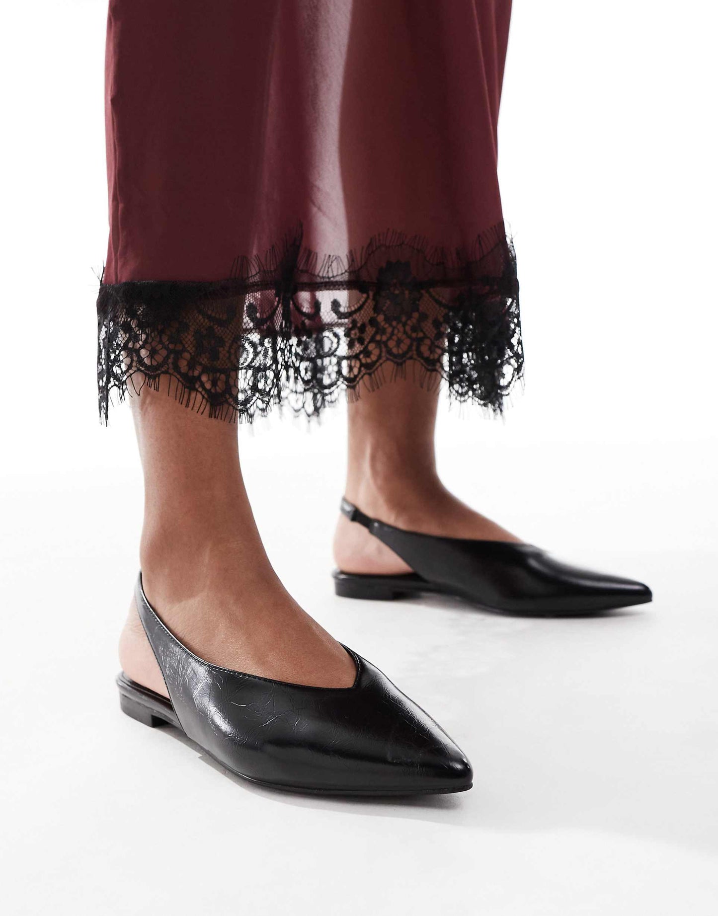 Lace Sling Back Flat Shoes