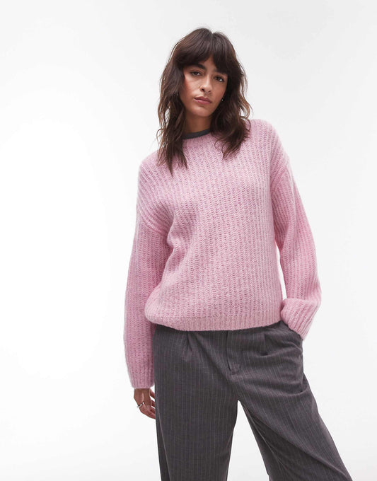 Rich Wool Knitted Sweater With Mohair