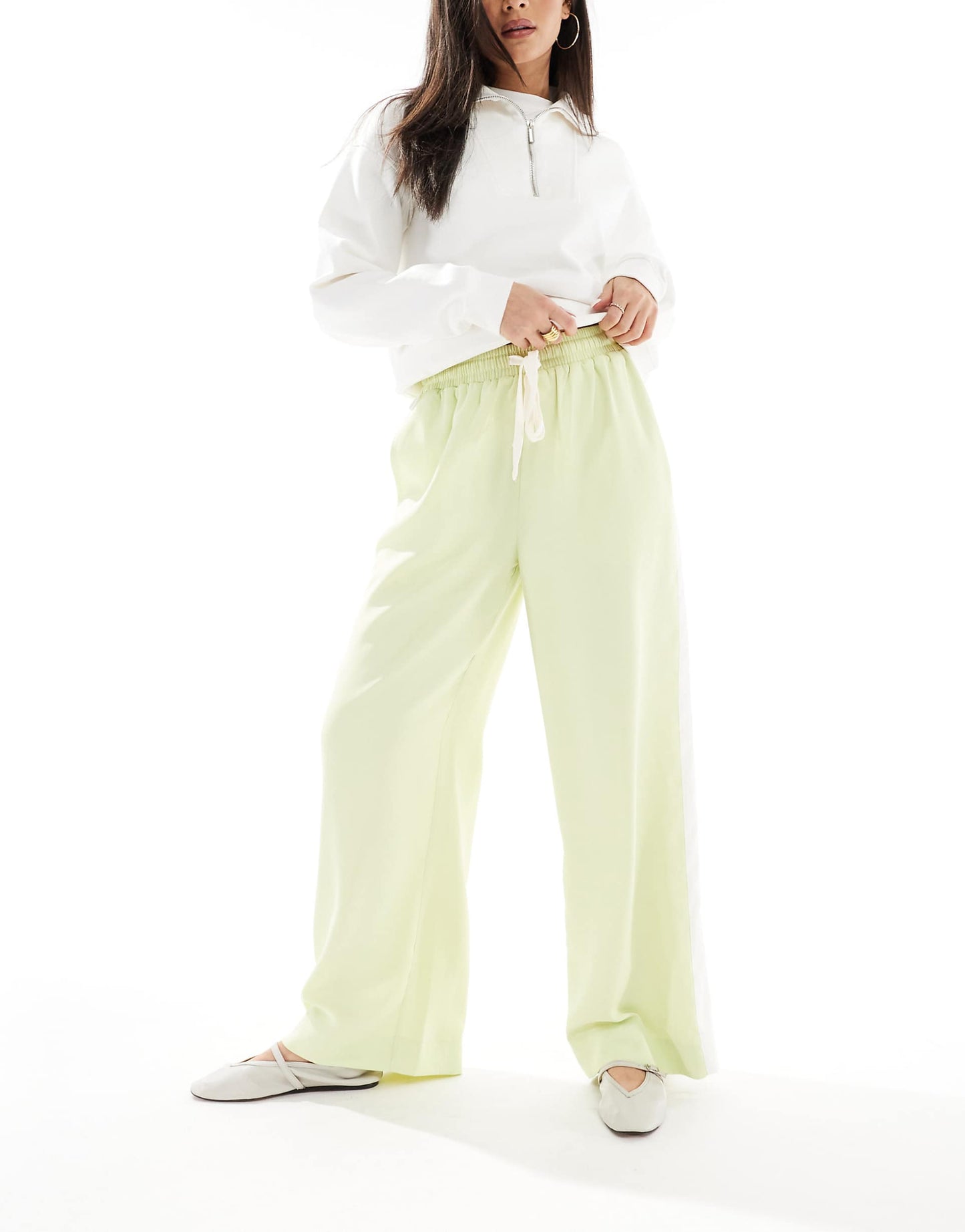 Pull On Trousers With Contrast Panel