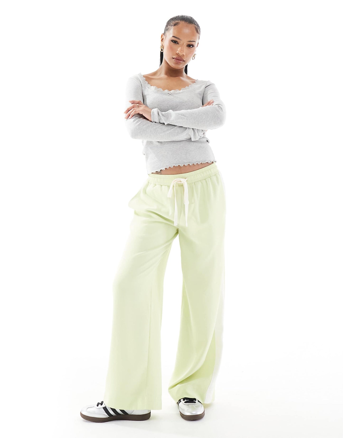 Petite Pull On Trousers With Contrast Panel