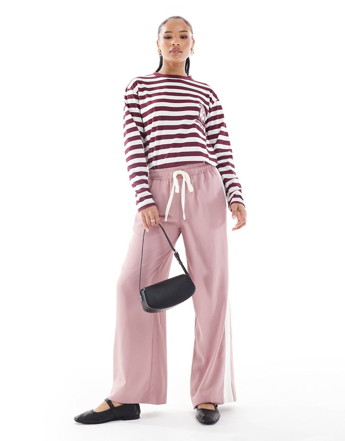 Petite Pull On Trousers With Contrast Panel