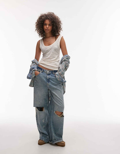 Linen Scoop Neck Vest