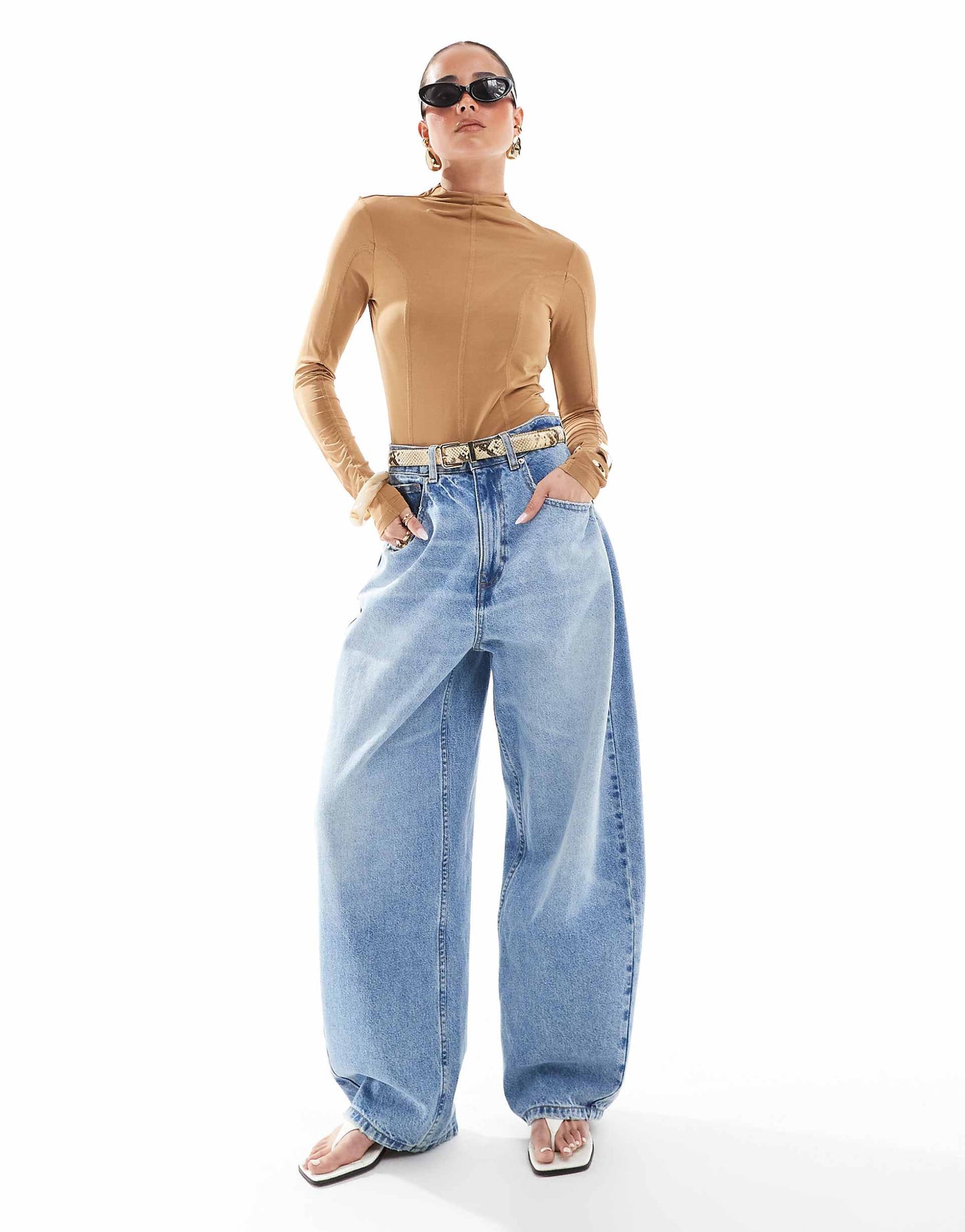 High Waisted Barrel Leg Jeans