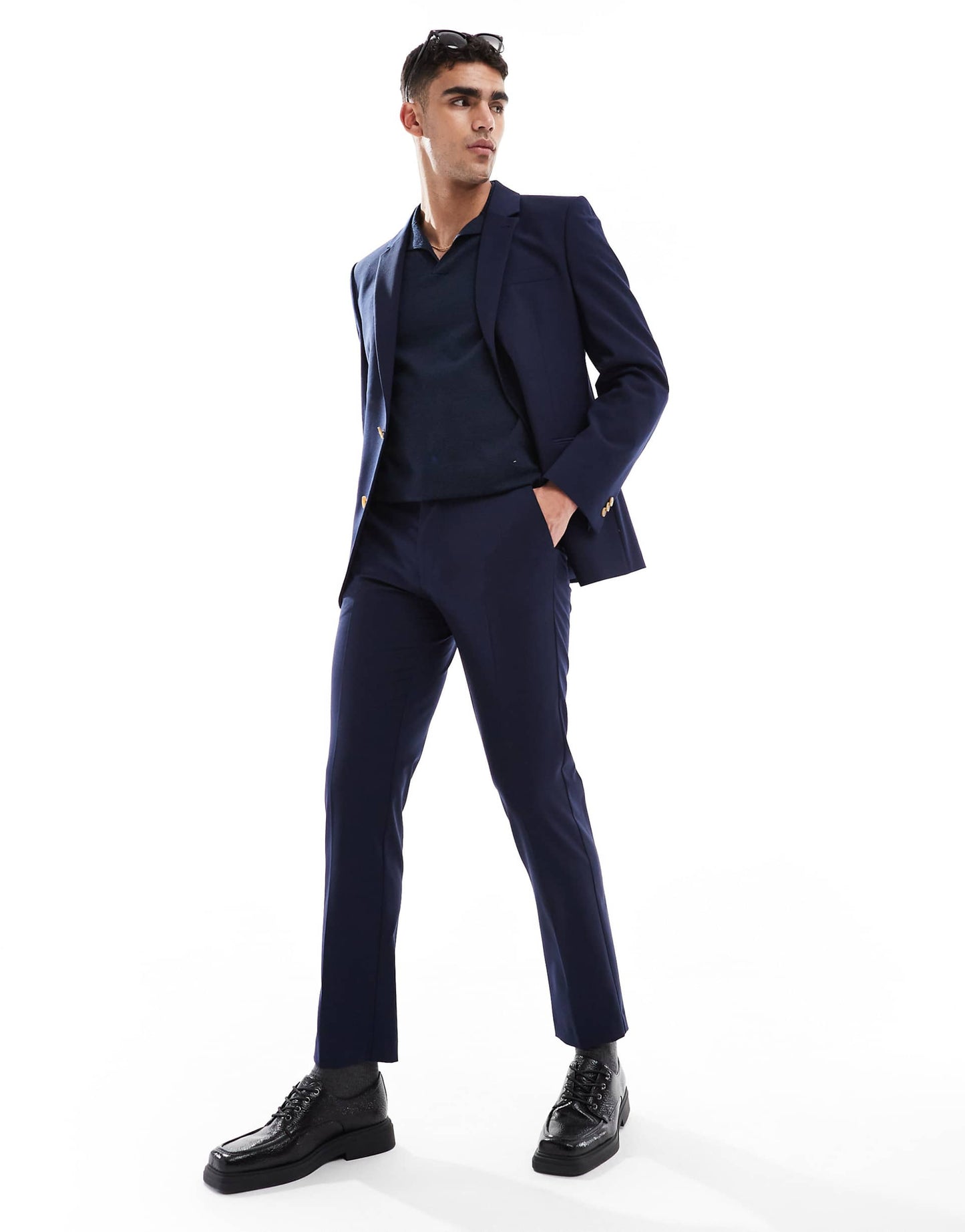 Washable Slim Suit Trousers With Worsted Wool