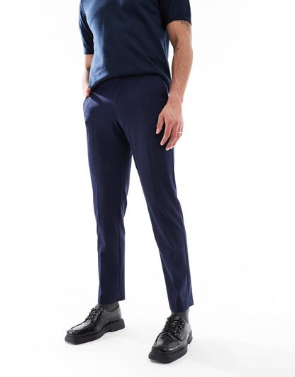 Washable Slim Suit Trousers With Worsted Wool