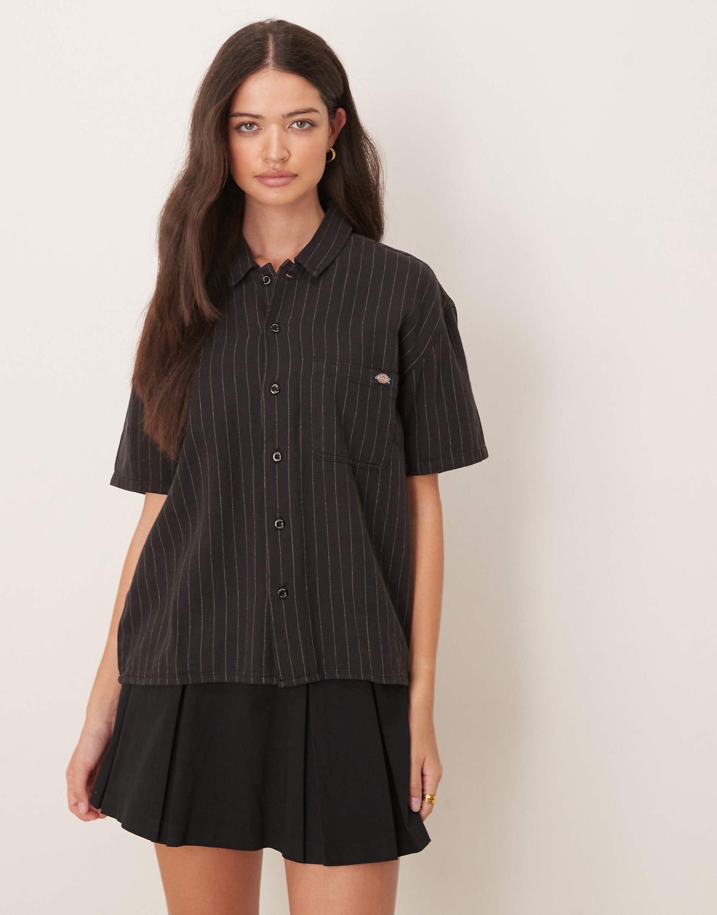 Service Stripe Short Sleeve Oversized Shirt