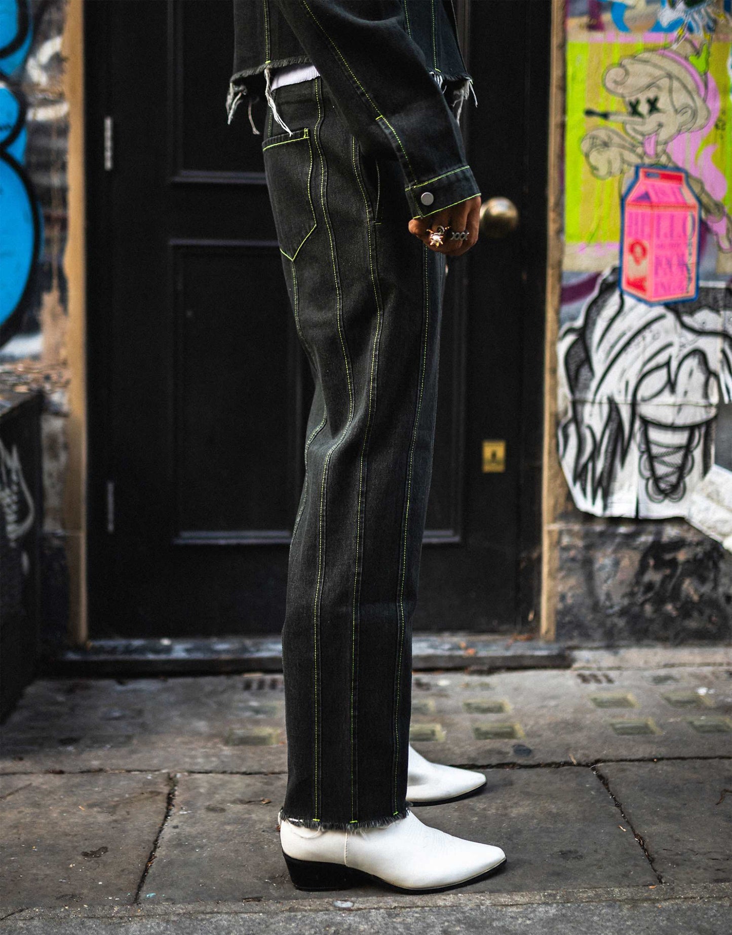 Seam Detail Straight Leg Jeans