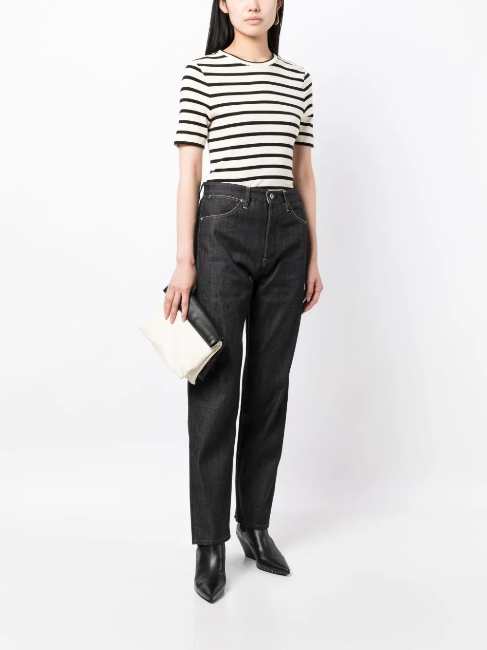 Contrast-Stitching Cotton Jeans