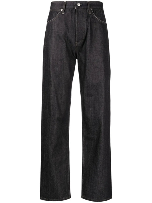 Contrast-Stitching Cotton Jeans