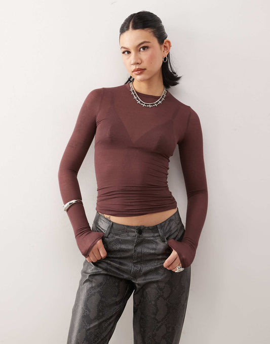 Soft Semi Sheer Long Sleeve T-Shirt