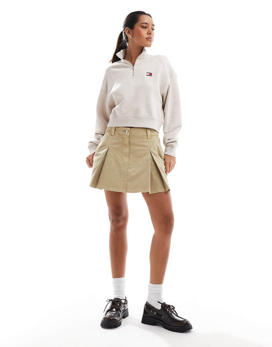 Pleated Flap Pocket Mini Skirt