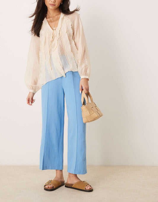 Tailored Linen Culotte Trousers