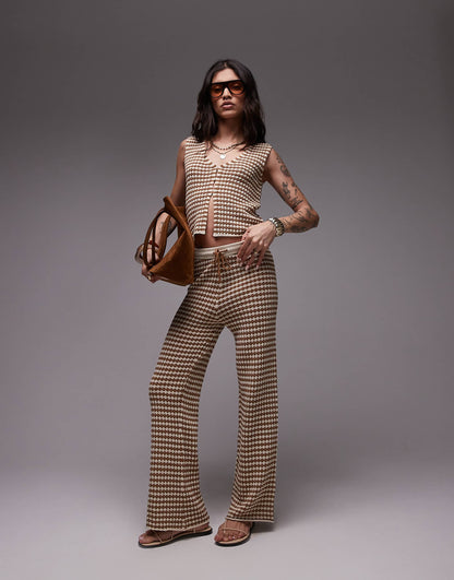 Knitted Check Pattern Trouser Co-Ord