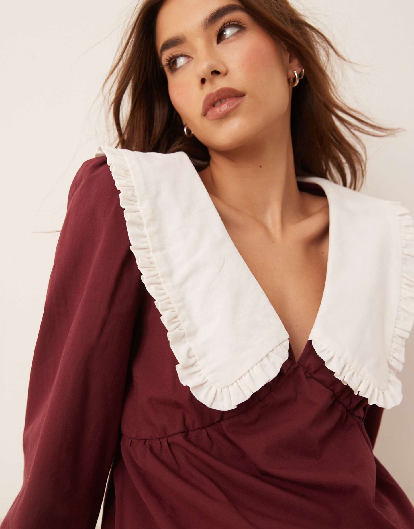 Poplin Contrast Collar Blouse