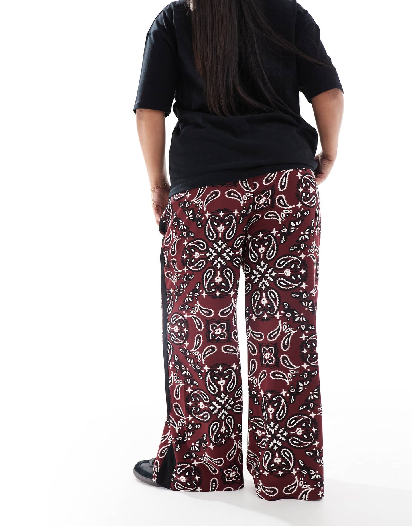 Curve Pull On Trousers With Contrast Panel