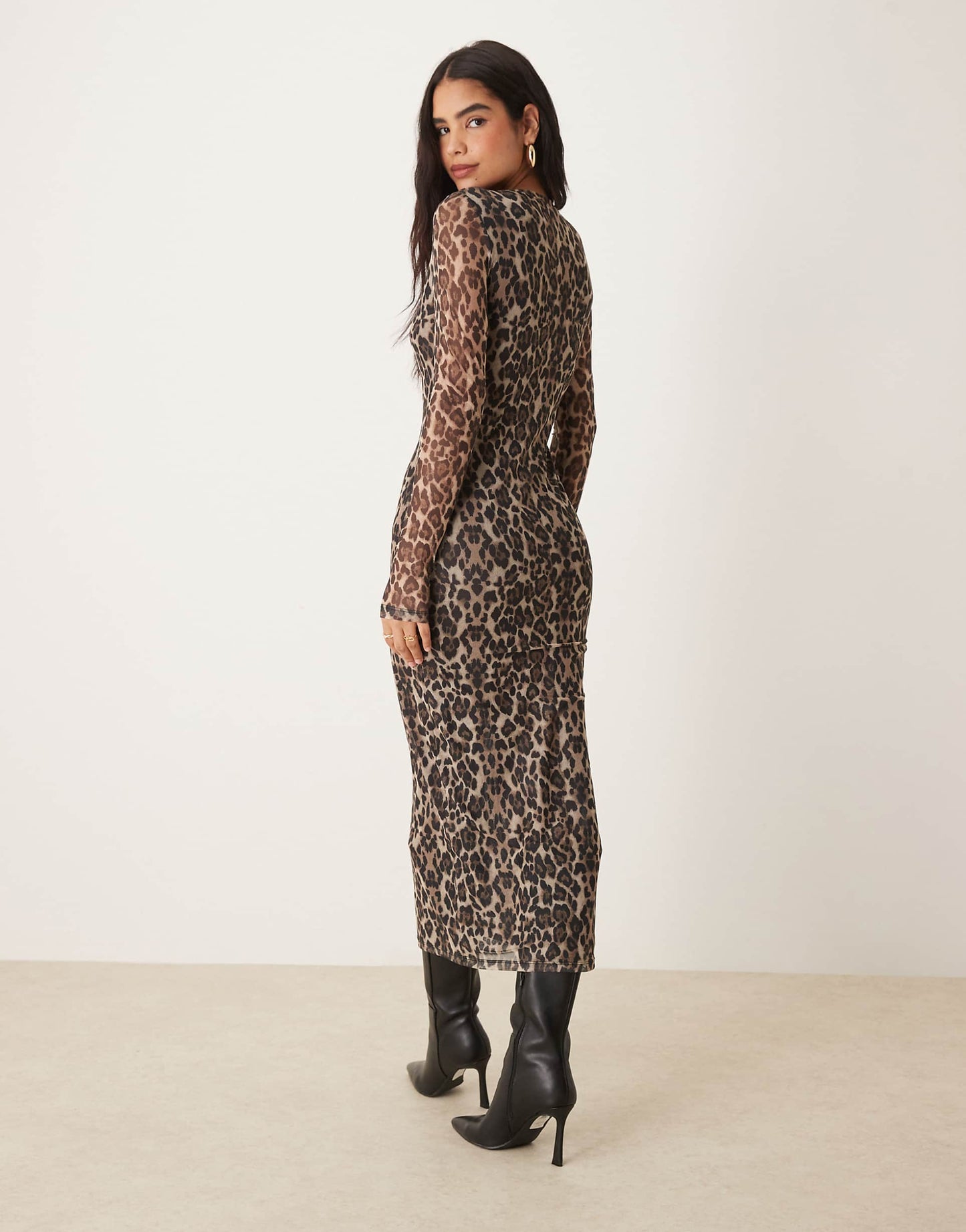 Long Sleeve Midi Mesh Dress