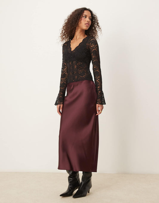 Satin Midi Skirt