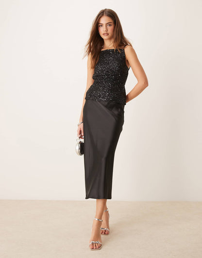 Satin Midi Skirt