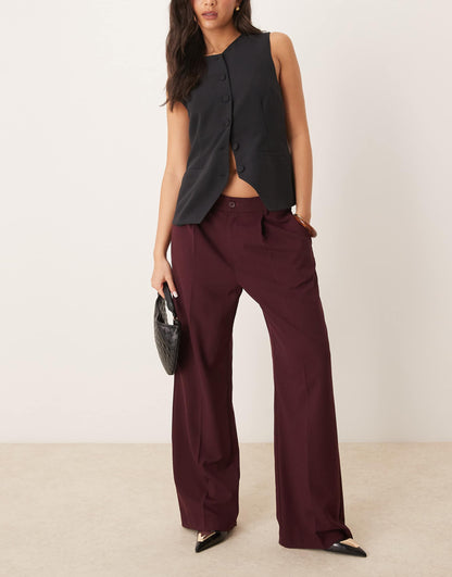 Tailored Wide Leg Trousers With Pleat Front