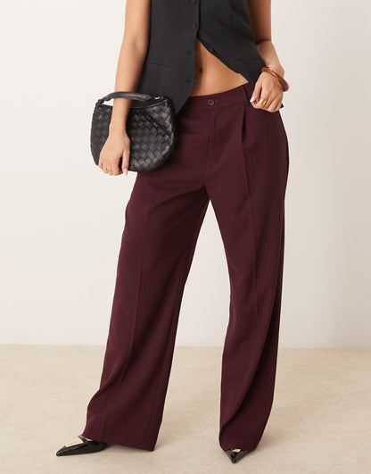 Tailored Wide Leg Trousers With Pleat Front