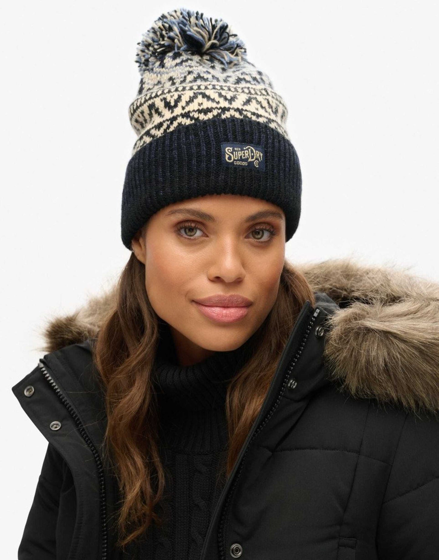 Patterned Knitted Beanie Hat