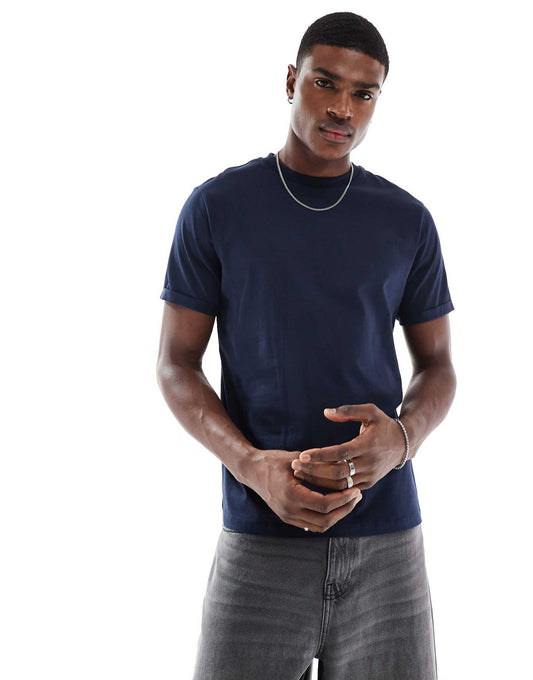 Essential Crew Neck T-Shirt With Roll Sleeve