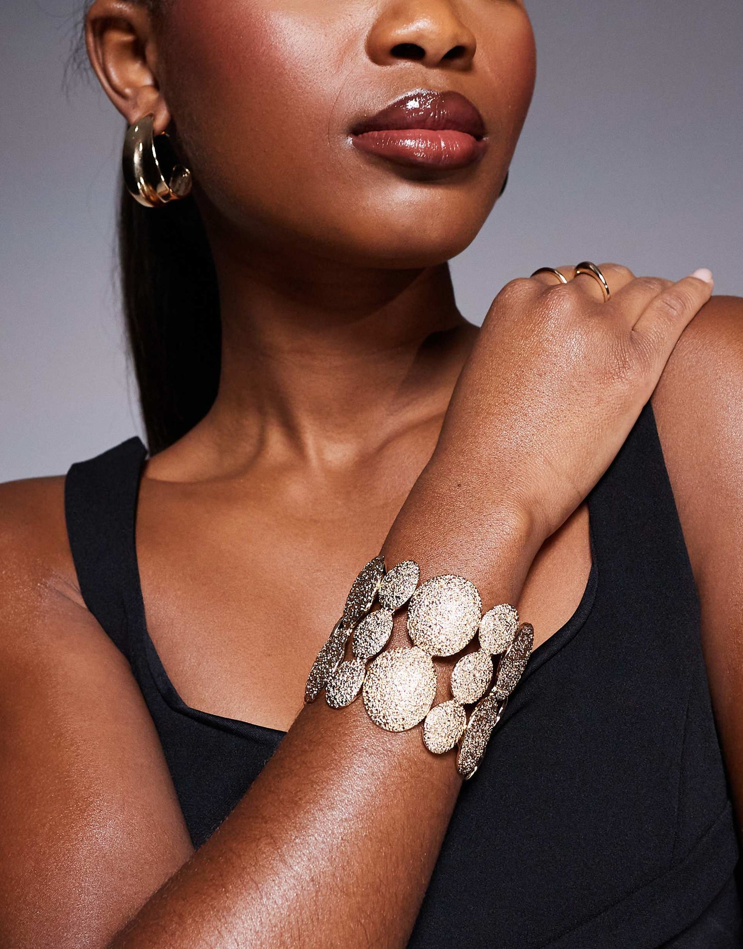 Bangle Bracelet With Textured Pebble Detail