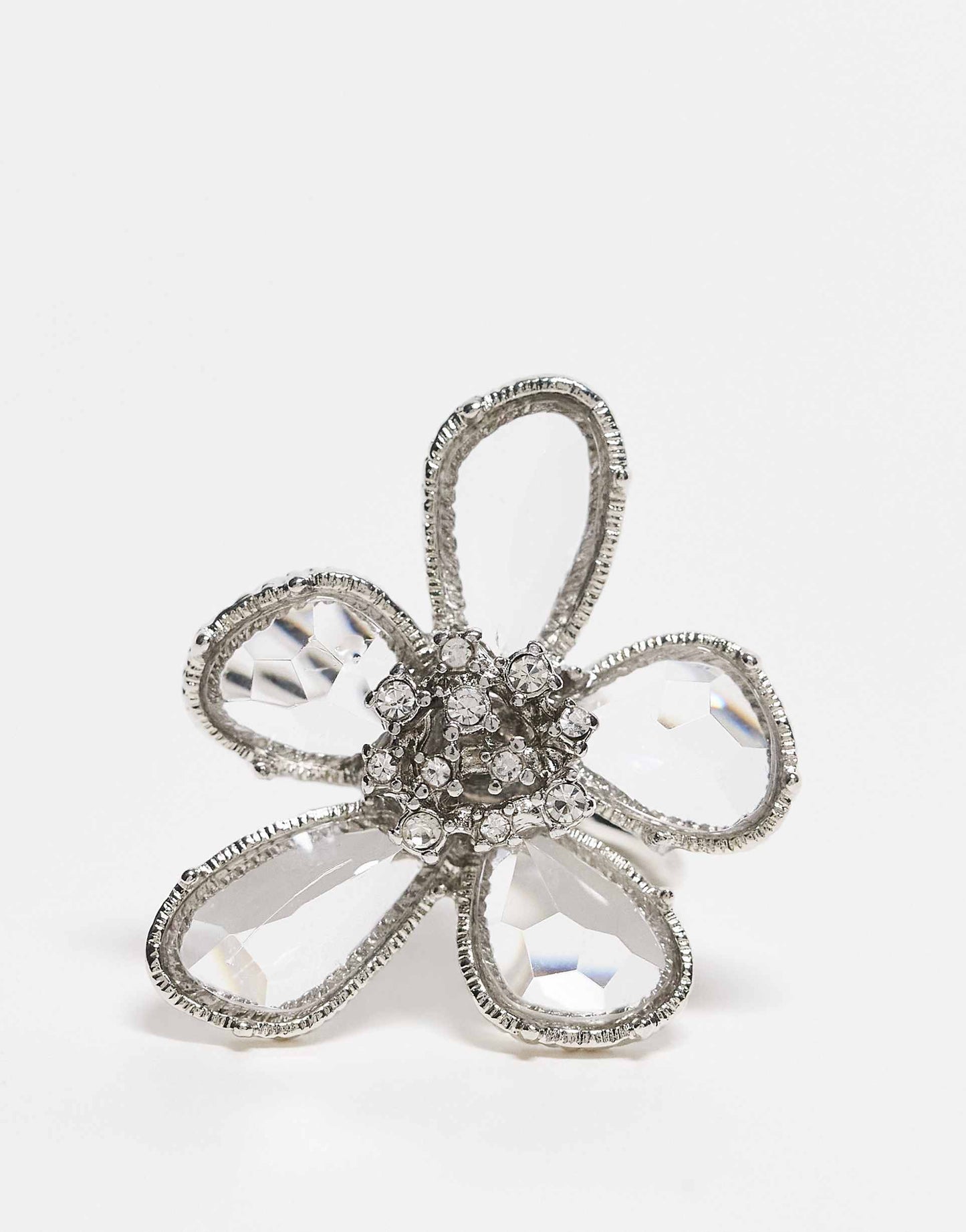 Ring With Crystal Floral Detail