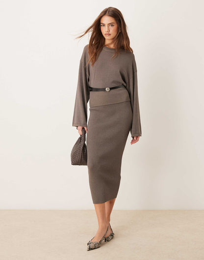 Co-Ord Metallic Fine Knit Maxi Skirt