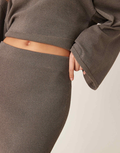 Co-Ord Metallic Fine Knit Maxi Skirt