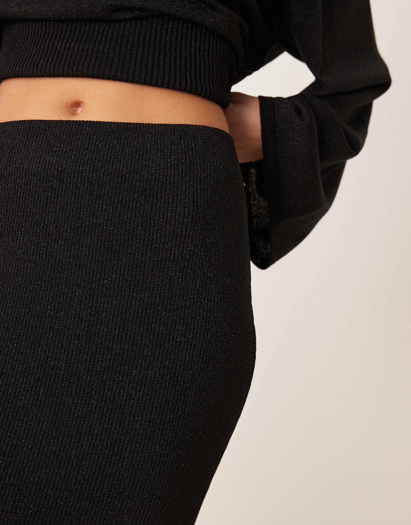 Co-Ord Metallic Fine Knit Maxi Skirt