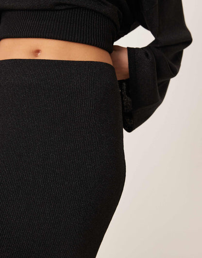 Co-Ord Metallic Fine Knit Maxi Skirt