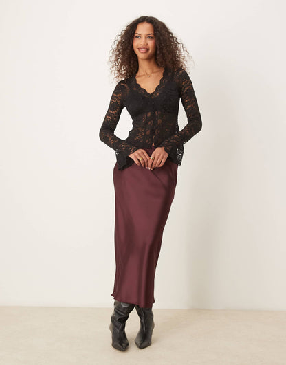 Lace Top With Scalloped Edge Detail