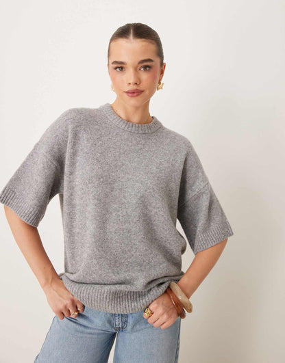 Short Sleeve Knitted Oversized Sweater