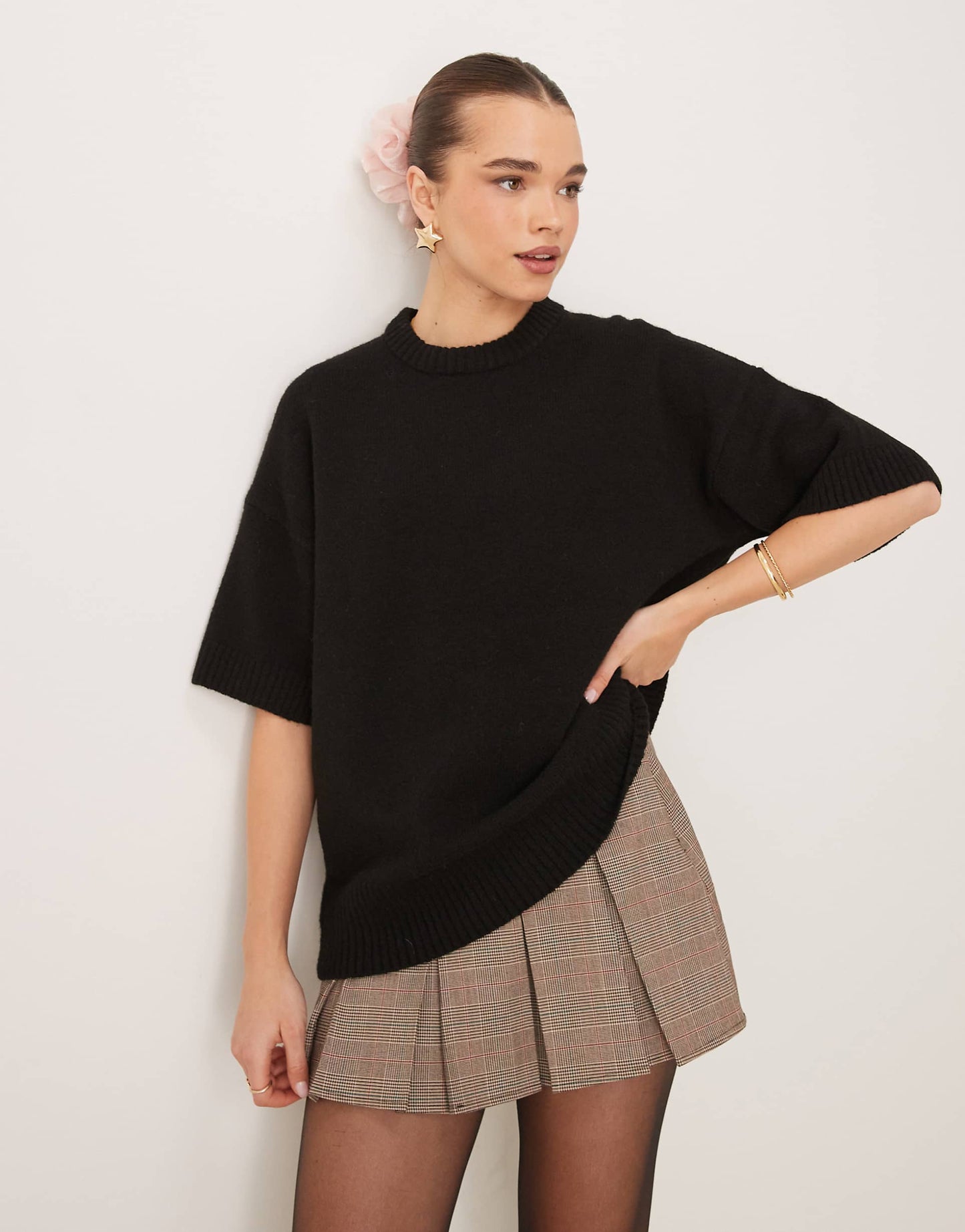 Short Sleeve Knitted Oversized Sweater