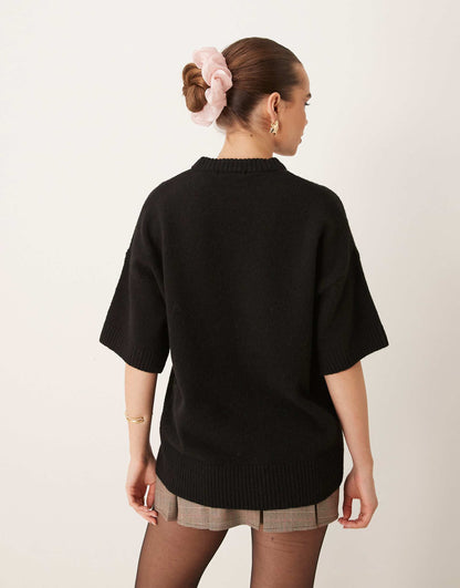 Short Sleeve Knitted Oversized Sweater