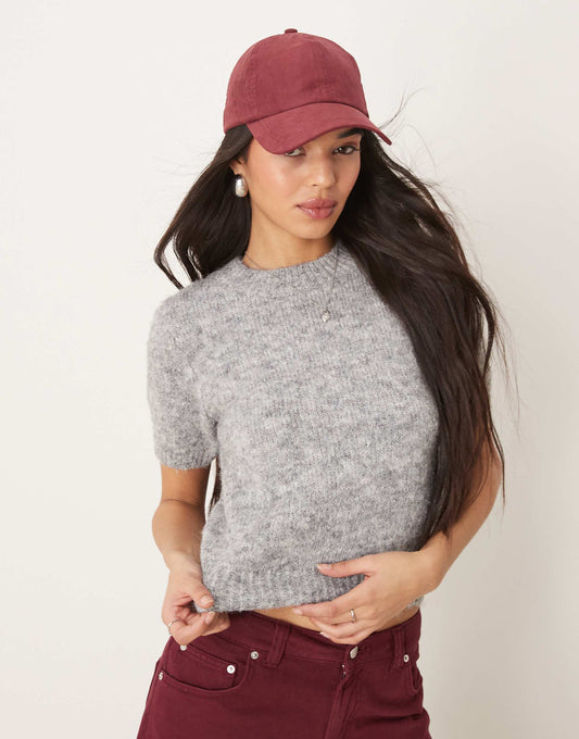 Fluffy Knitted Short Sleeve Sweater