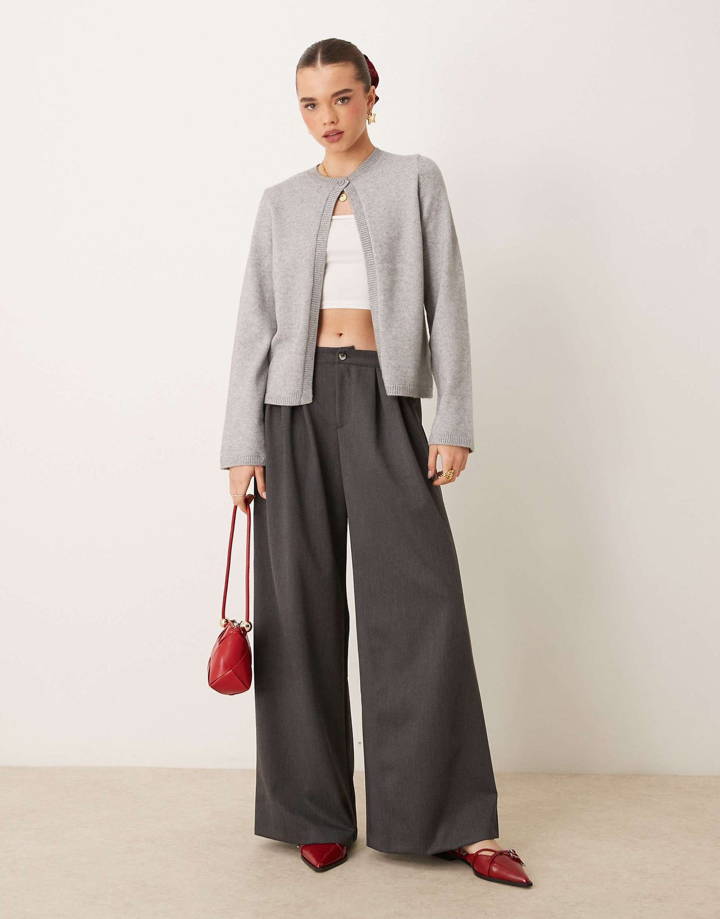 Knitted Cardigan With One Button Detail