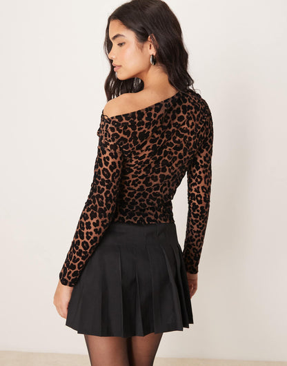 Long Sleeve Off Shoulder Asymmetric Top