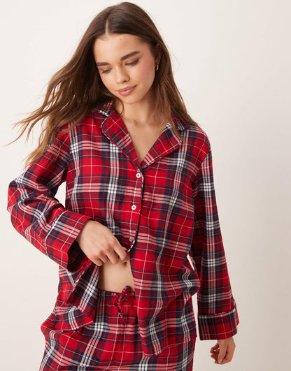 Mix And Match Flannel Pyjama Shirt Top