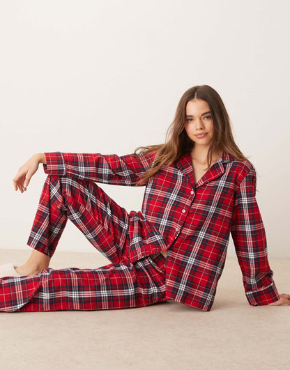 Mix And Match Flannel Pyjama Shirt Top