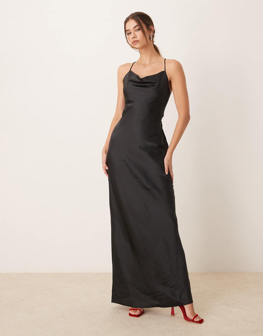 Ginny Maxi Strappy Satin Slip Dress