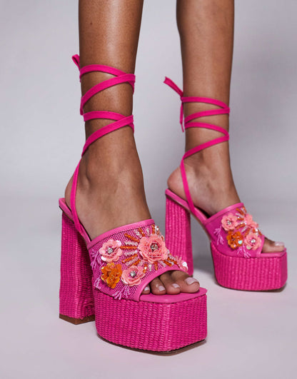 Fiamma Embellished Platform Heeled Sandals