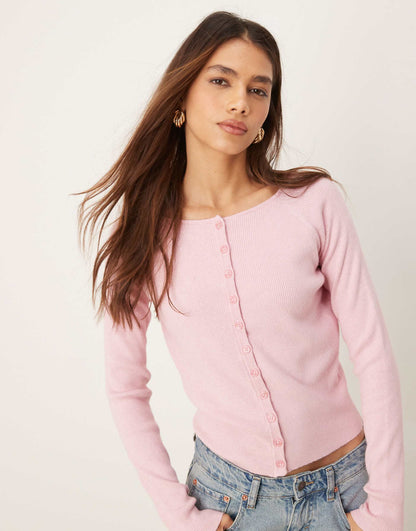Fitted Ribbed Cardigan