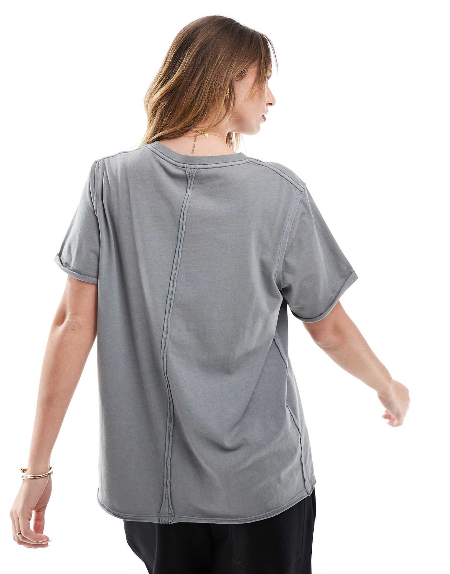 Slouchy Raw Edge Regular Fit Washed T-Shirt