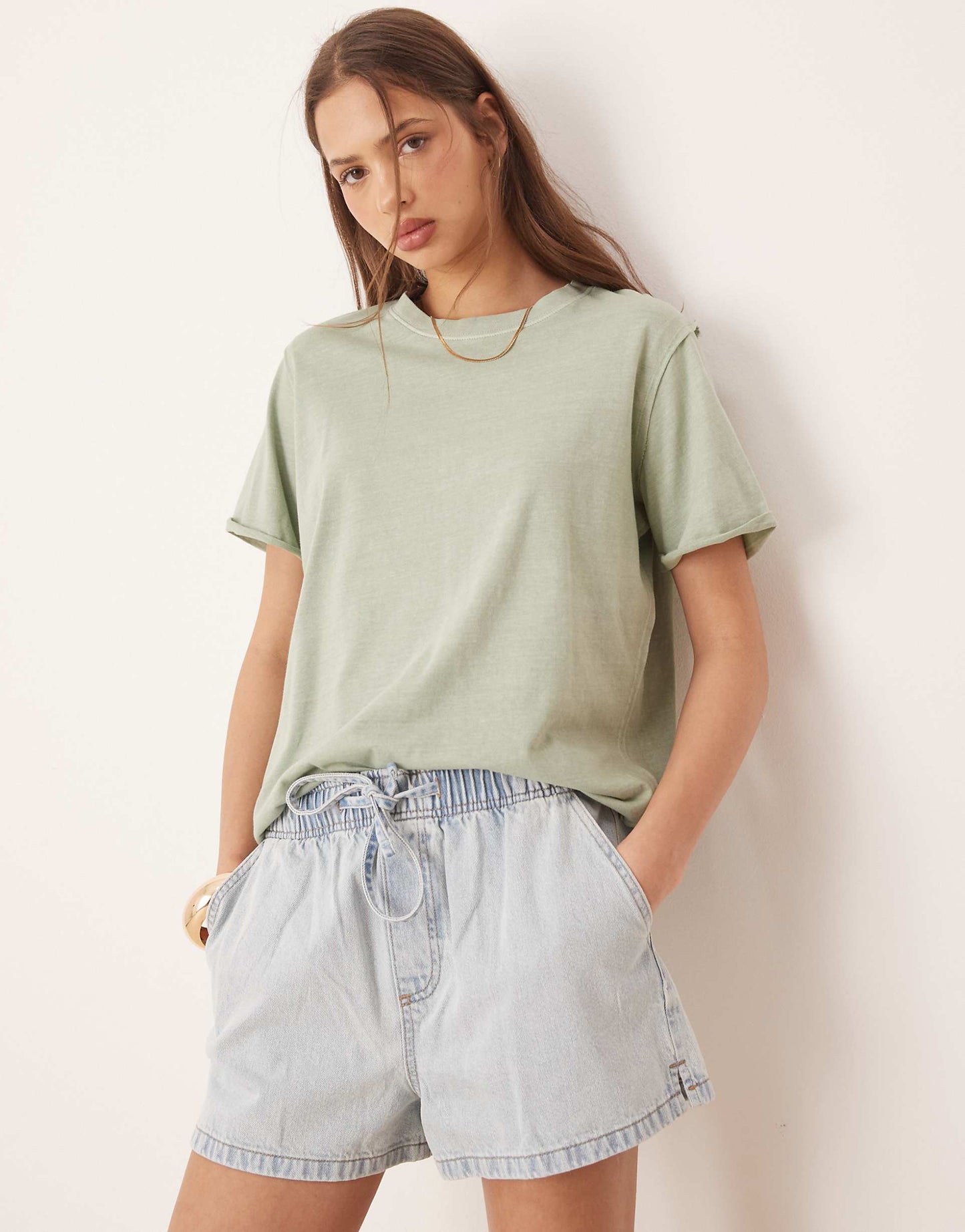 Slouchy Raw Edge Regular Fit Washed T-Shirt