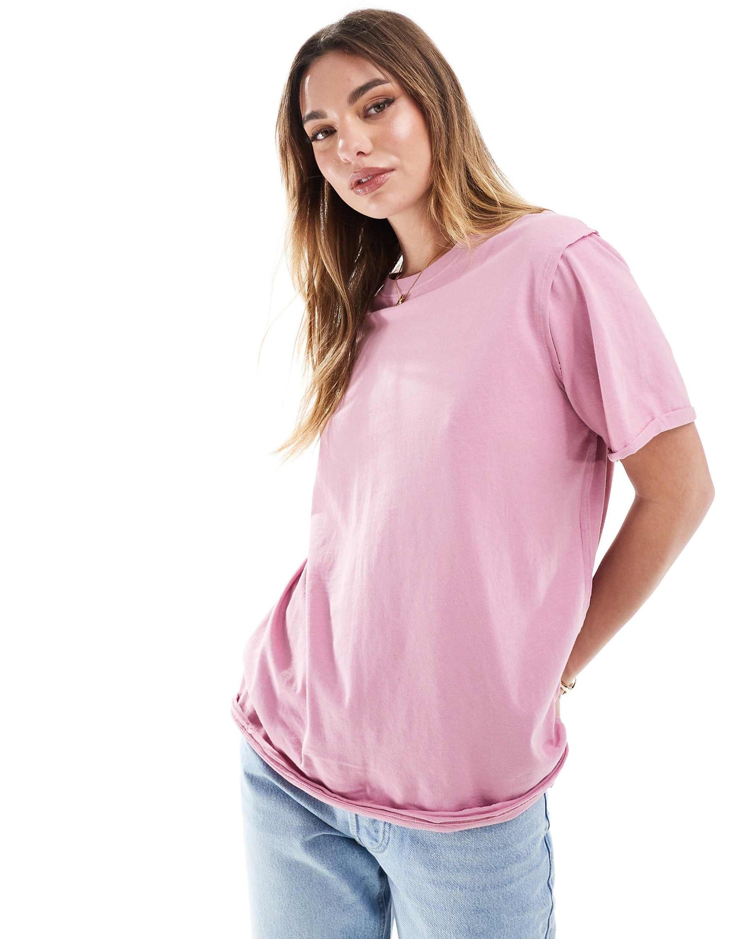 Slouchy Raw Edge Regular Fit Washed T-Shirt