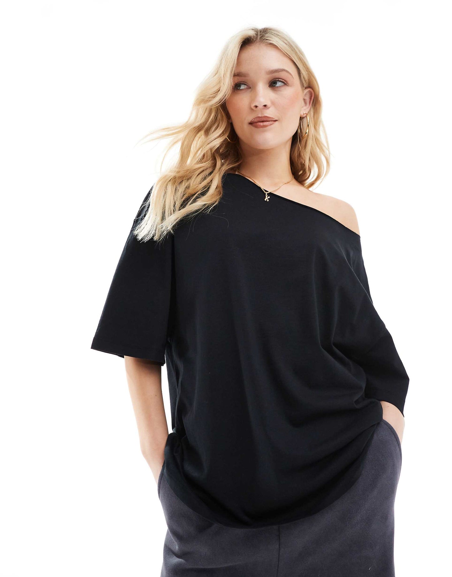 Slouchy Off Shoulder Oversized Tee