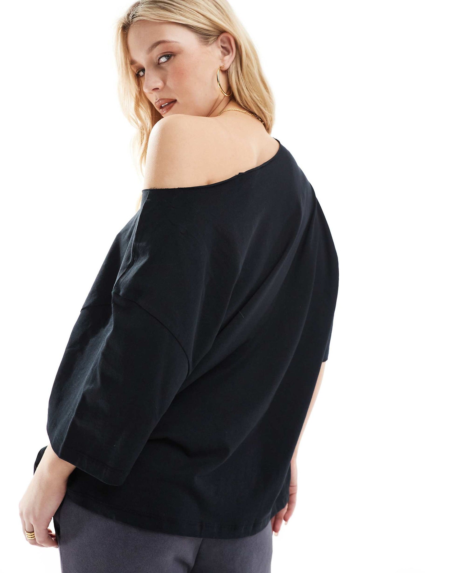 Slouchy Off Shoulder Oversized Tee