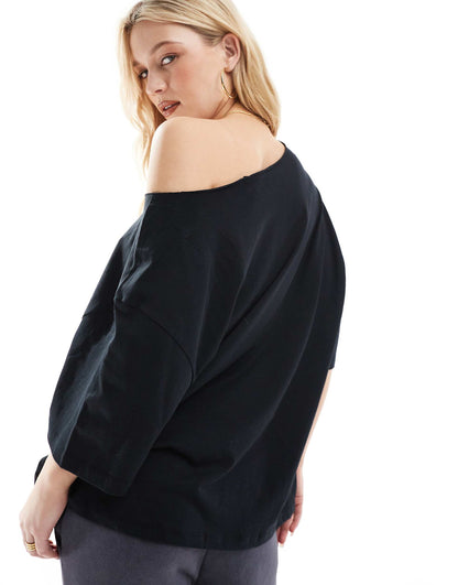 Slouchy Off Shoulder Oversized Tee